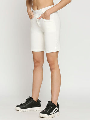 Women's Regular White Golf Shorts - 3