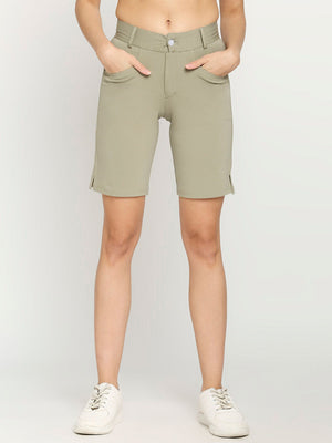 Women's Regular Green Golf Shorts - 1