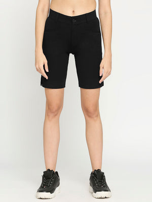 Women's Regular Black Golf Shorts - 1