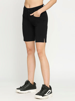 Women's Regular Black Golf Shorts - 3