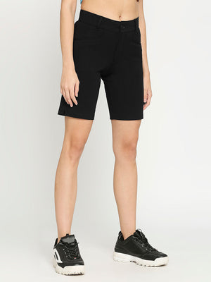Women's Regular Black Golf Shorts - 4