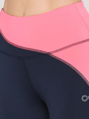 Women's Sports Leggings - Navy Blue & Pink - 4
