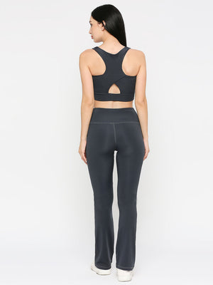 Women's Flared Sports Leggings - Charcoal - 2
