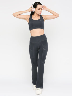 Women's Flared Sports Leggings - Charcoal - 3