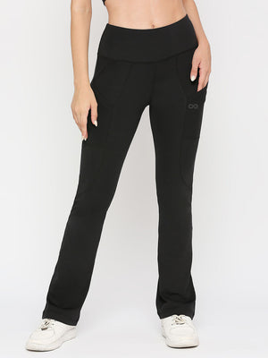 Women's Flared Sports Leggings - Black - 1