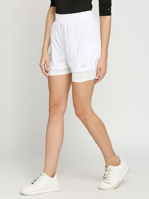 Women's White Activewear Shorts - 3