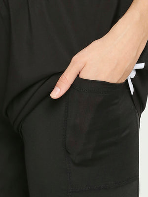 Women's Black & White Activewear Shorts - 5
