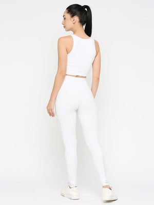Women's Sports Bra with Zipper - White - 2