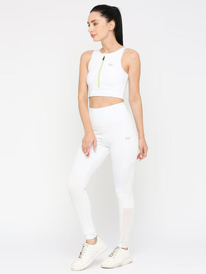 Women's Sports Bra with Zipper - White - 4