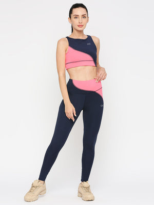Women's Sports Bra - Navy Blue & Pink - 6