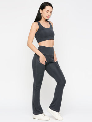 Women's Racerback Sports Bra - Charcoal - 4