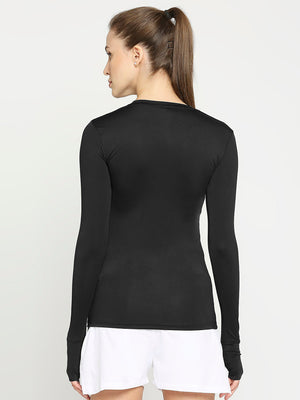 Women's Black Long Sleeve Sports T-Shirt - 2