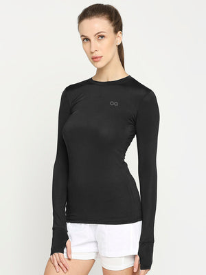 Women's Black Long Sleeve Sports T-Shirt - 3