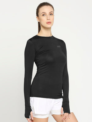 Women's Black Long Sleeve Sports T-Shirt - 4