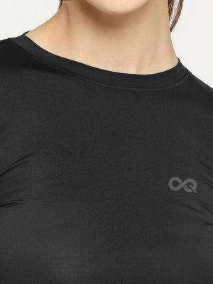 Women's Black Long Sleeve Sports T-Shirt - 6