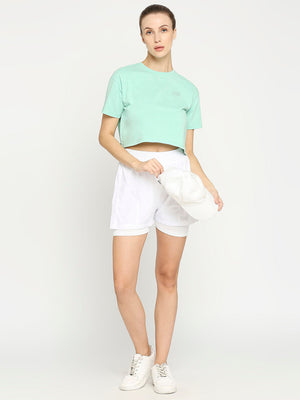 Women's Green Sports Cropped T-Shirt - 5