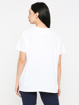 Women's White Oversized Sports T-Shirt - 2