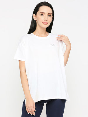 Women's White Oversized Sports T-Shirt - 1