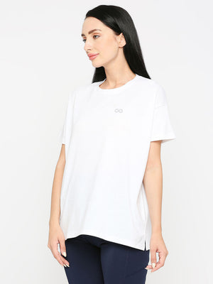 Women's White Oversized Sports T-Shirt - 3