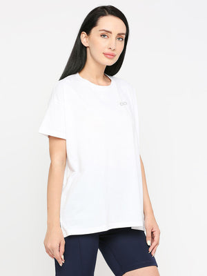 Women's White Oversized Sports T-Shirt - 4