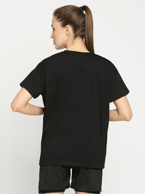 Women's Black Oversized Sports T-Shirt - 2