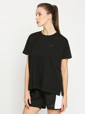 Women's Black Oversized Sports T-Shirt - 3