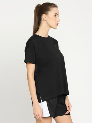 Women's Black Oversized Sports T-Shirt - 4