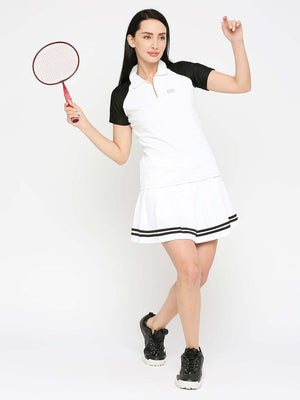 Women's White & Black Tennis Polo - 5