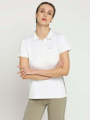 Women's White & Navy Tennis Polo - 1