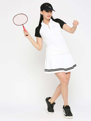 Women's White & Black Tennis Skort - 5