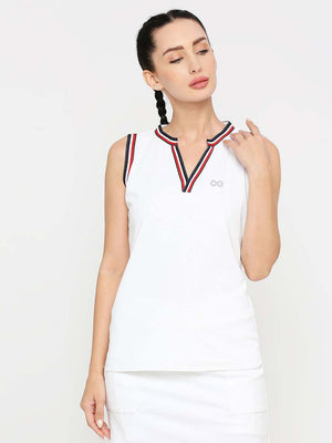 Women's White Tennis Vest - 1