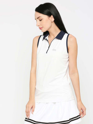 Women's White Tennis Vest - 3