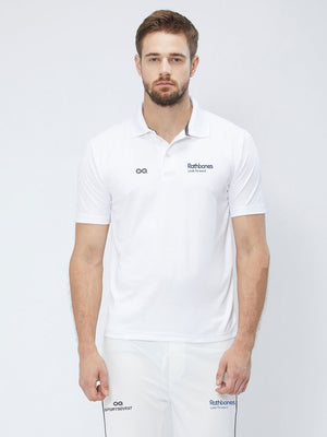 Men Cricket Whites 2-Way Stretch Solid Ribbed Collar Polo Jersey-A1008WH