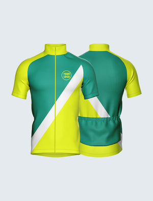 Custom Men's Quarter-Zip Cycling Jersey Green & Yellow-1930YW_CYT