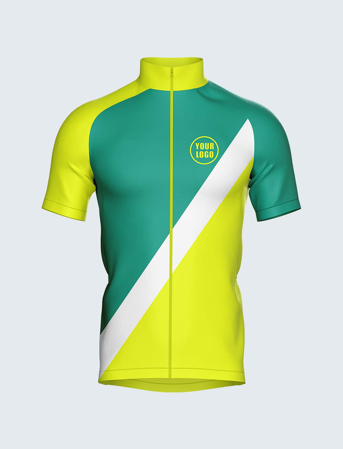 Custom Men&#39;s Quarter-Zip Cycling Jersey Green &amp; Yellow-1930YW_CYT