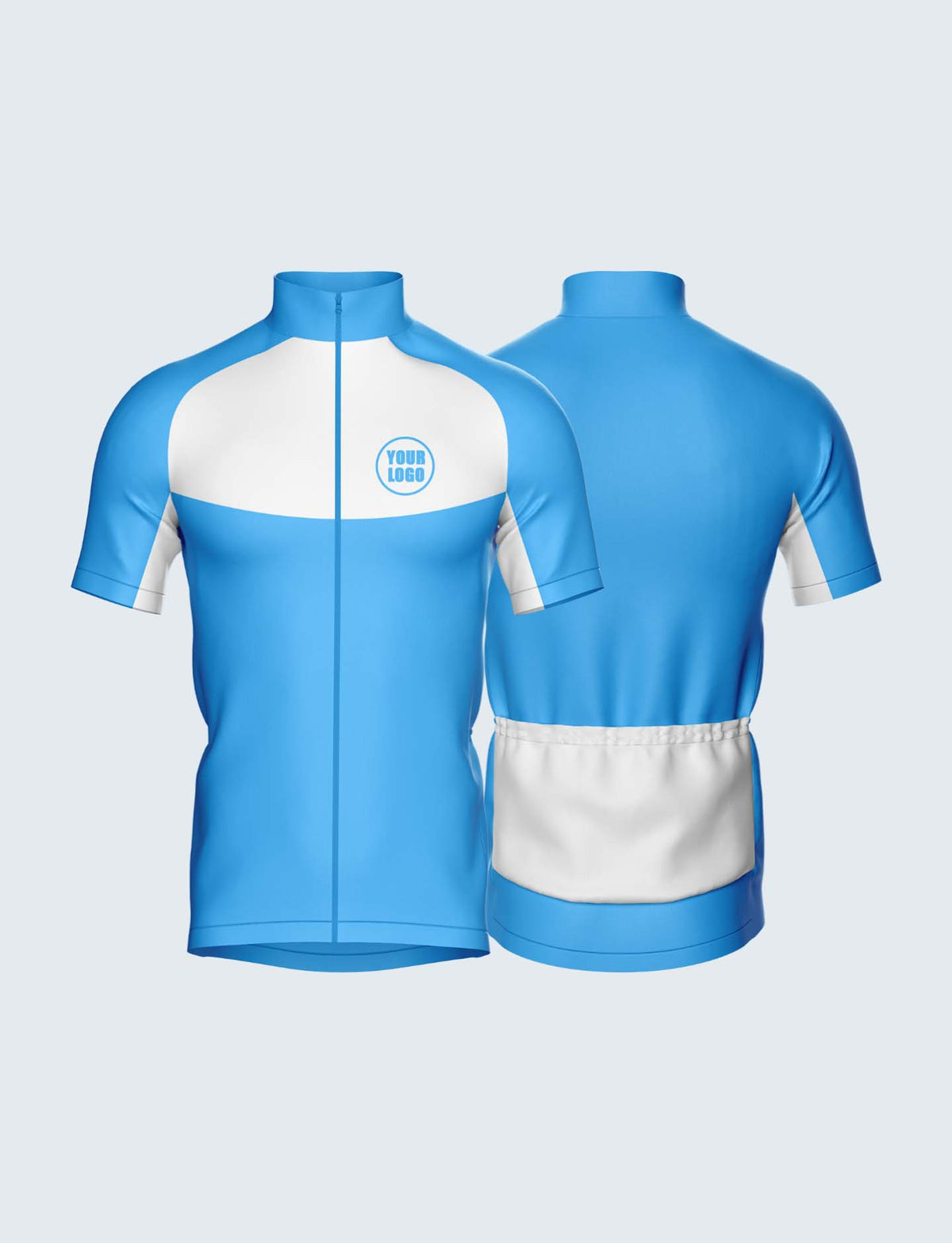 Custom Men&#39;s Quarter-Zip Cycling Jersey Sky Blue &amp; White - 1931BL_CYT