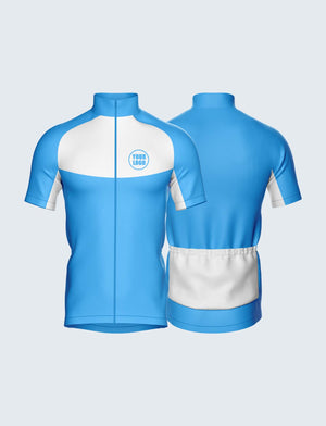 Custom Men's Quarter-Zip Cycling Jersey Sky Blue & White - 1931BL_CYT