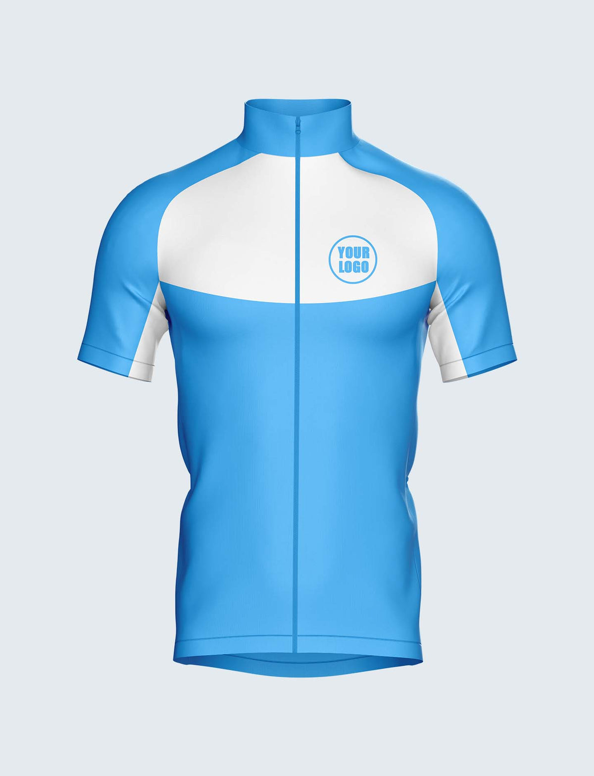 Custom Men&#39;s Quarter-Zip Cycling Jersey Sky Blue &amp; White - 1931BL_CYT