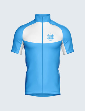 Custom Men's Quarter-Zip Cycling Jersey Sky Blue & White - 1931BL_CYT