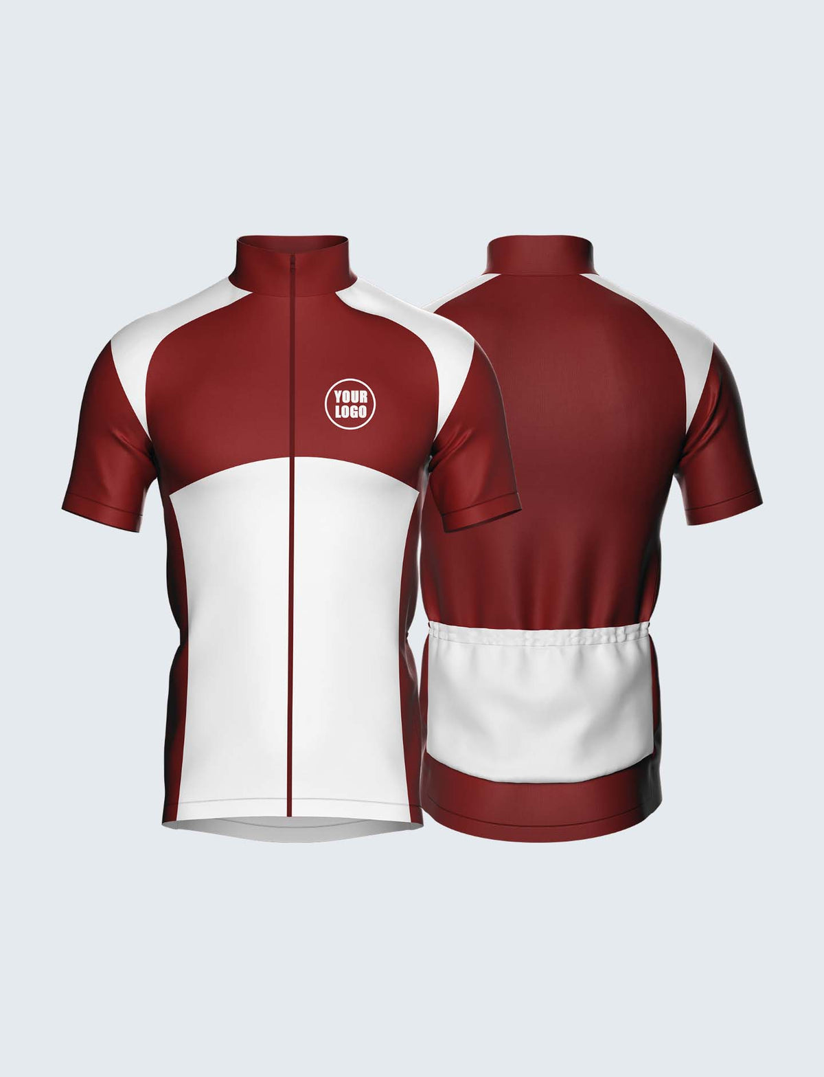 Custom Men&#39;s Quarter-Zip Cycling Jersey Maroon &amp; White - 1932MN_CYT