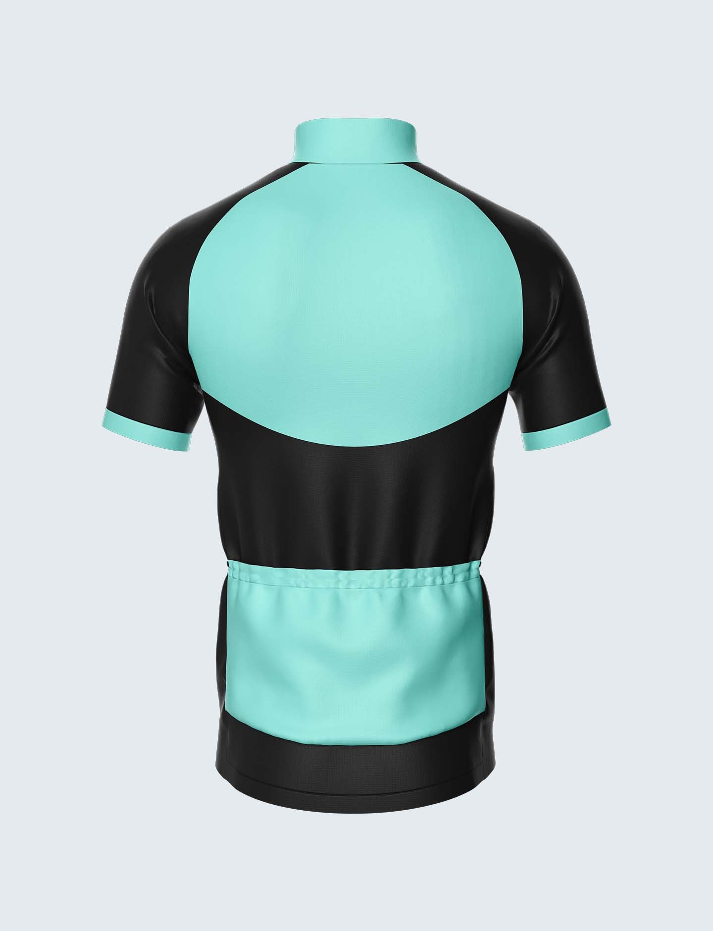 Custom Men's Quarter-Zip Cycling Jersey Aqua Blue & Black - 1933BK_CYT