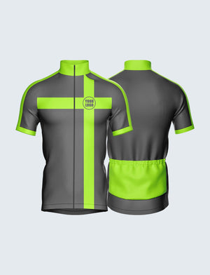 Custom Men's Quarter-Zip Cycling Jersey Green & Grey - 1934GY_CYT