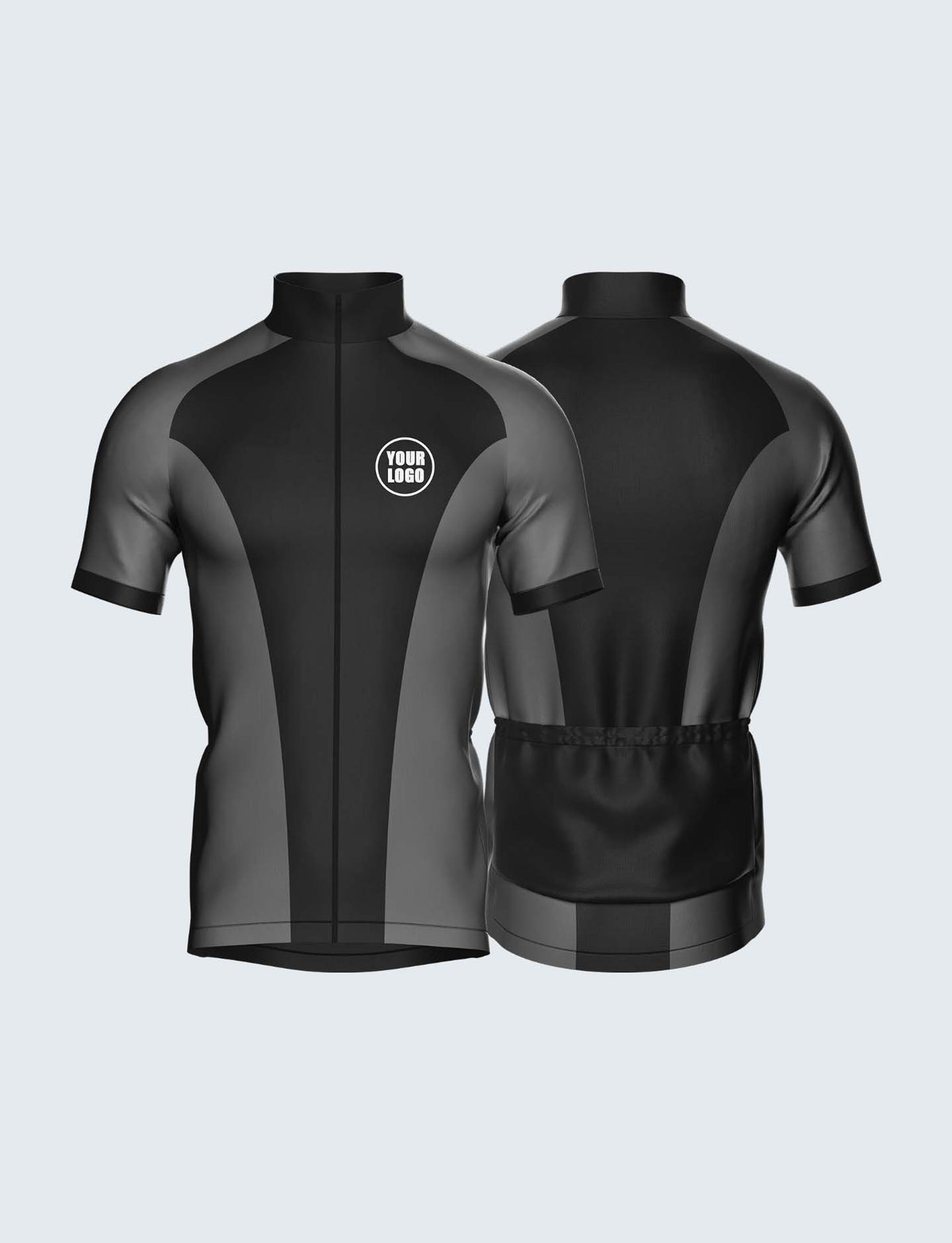 Custom Men&#39;s Quarter-Zip Cycling Jersey Black &amp; Grey - 1935BK_CYT