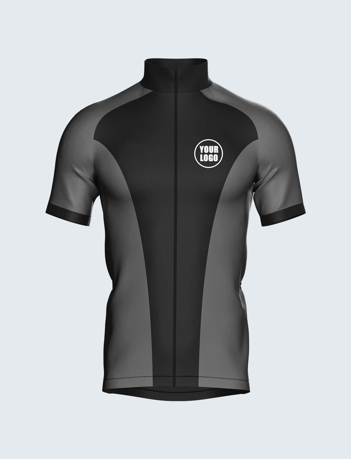 Custom Men&#39;s Quarter-Zip Cycling Jersey Black &amp; Grey - 1935BK_CYT