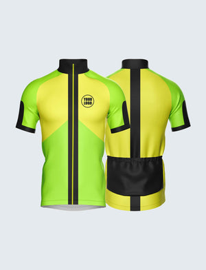 Custom Men's Quarter-Zip Cycling Jersey Green & Yellow - 1936GN_CYT