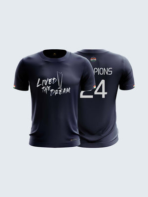 Bharat Army Champions 24 Cotton T Shirt (Navy Blue)