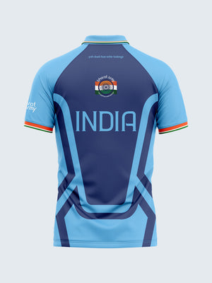 Bharat Army 25th Anniversary Edition Match Day Retro Polo Jersey 2023 (Royal Blue) - Back