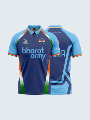 Bharat Army 25th Anniversary Edition Match Day Retro Polo Jersey 2023 (Royal Blue) - Both