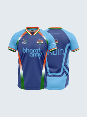 Bharat Army 25th Anniversary Edition Match Day Retro V-Neck Jersey 2024 (Royal Blue)