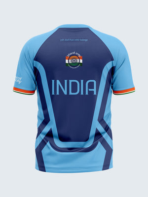 Bharat Army 25th Anniversary Edition Match Day Retro Round Neck Jersey 2023 (Royal Blue) - Back